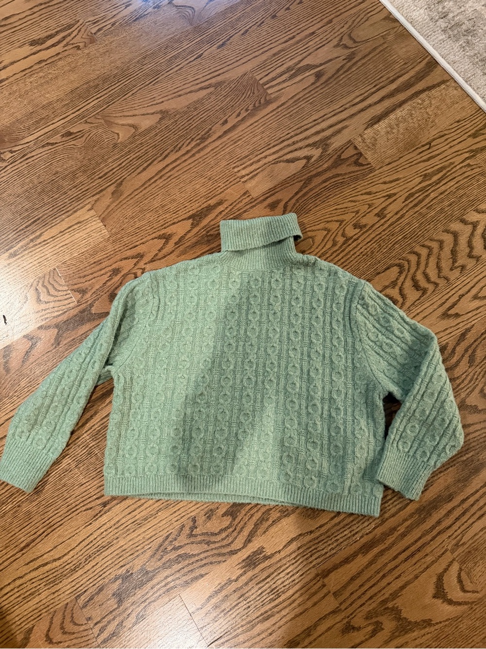 Zara Mint Green Cable Turtleneck Sweater